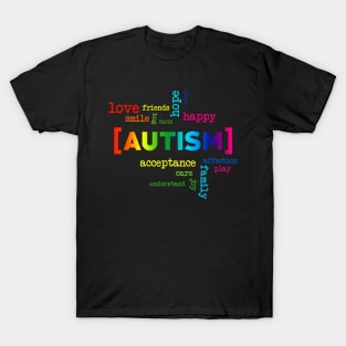 Autism Acceptance Colorful Words T-Shirt